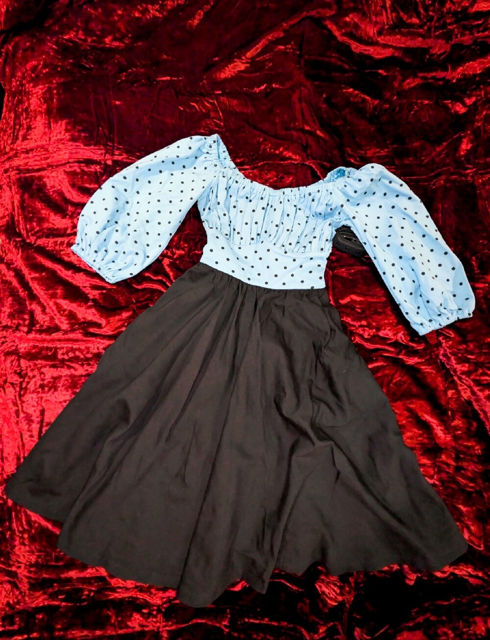 NWT Vixen By Micheline Pitt Blue Polka Dot Swing Vacation Dress